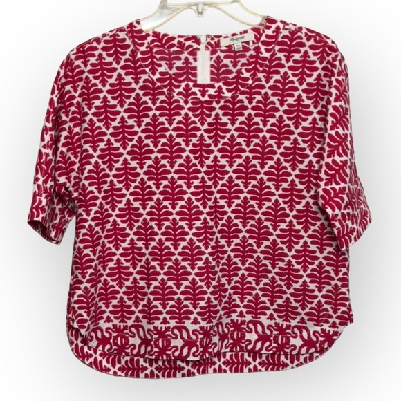 Madewell Tops - Madewell Province Red & White Geometric Ikat Bloom Short Sleeve Blouse Size XS